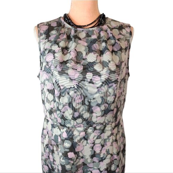 Y2K LOFT Ann Taylor Grey Lilac Spotted Sheath Mini Dress Plussize 14 - Picture 4 of 14